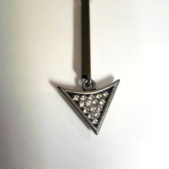 Antique Aero 1987 Delicate Arrow Metal & Crystal Necklace - Picture 7 of 9